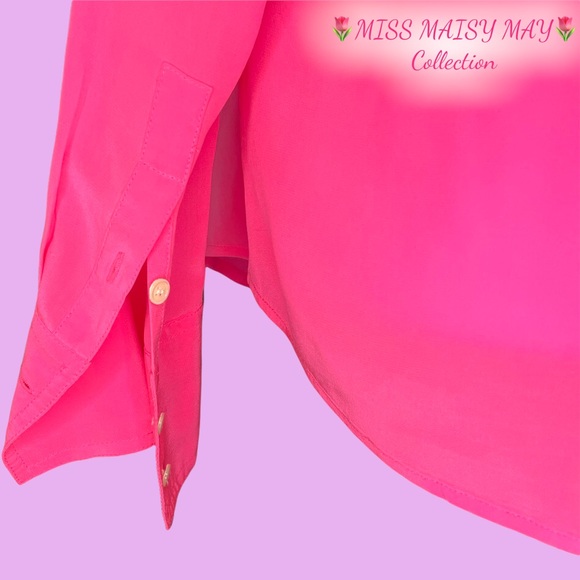 J. Crew, 100%SILK, Hot Pink, Sz 12, Button-up top in eye catching pink - Picture 7 of 11